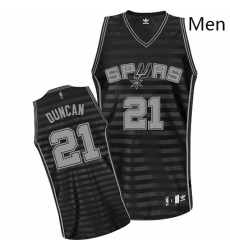 Mens Adidas San Antonio Spurs 21 Tim Duncan Authentic BlackGrey Groove NBA Jersey