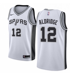 Mens Nike San Antonio Spurs 12 LaMarcus Aldridge Swingman White Home NBA Jersey Association Edition