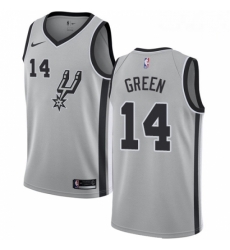 Mens Nike San Antonio Spurs 14 Danny Green Swingman Silver Alternate NBA Jersey Statement Edition