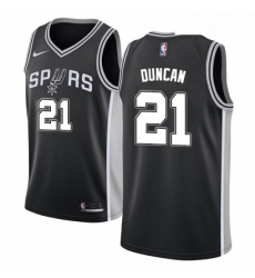 Mens Nike San Antonio Spurs 21 Tim Duncan Swingman Black Road NBA Jersey Icon Edition