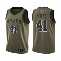 Mens San Antonio Spurs 41 Trey Lyles Swingman Green Salute to Service Basketball Jersey 