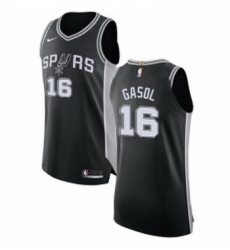 Youth Nike San Antonio Spurs 16 Pau Gasol Authentic Black Road NBA Jersey Icon Edition 