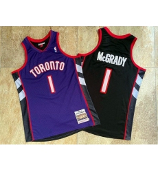 Men Toronto Raptors 1 Tracy McGrady Purple Black 1999 00 Hardwood Classics Jersey