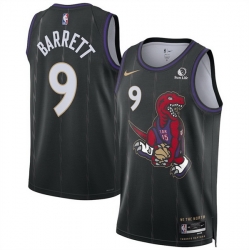 Men Toronto Raptors 9 RJ Barrett Black 2024 25 City Edition Stitched Basketball Jersey