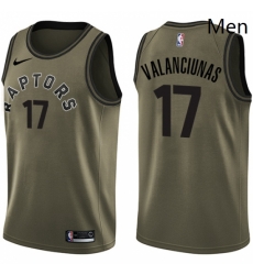 Mens Nike Toronto Raptors 17 Jonas Valanciunas Swingman Green Salute to Service NBA Jersey