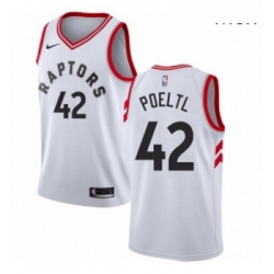 Mens Nike Toronto Raptors 42 Jakob Poeltl Authentic White NBA Jersey Association Edition