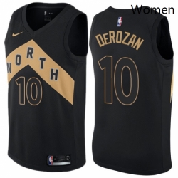 Womens Nike Toronto Raptors 10 DeMar DeRozan Swingman Black NBA Jersey City Edition