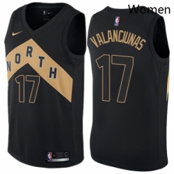 Womens Nike Toronto Raptors 17 Jonas Valanciunas Swingman Black NBA Jersey City Edition