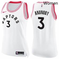 Womens Nike Toronto Raptors 3 OG Anunoby Swingman WhitePink Fashion NBA Jersey 