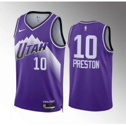 Men Utah Jazz 10 Jason Preston Purple Classic Edition Stitched Basketball Jersey