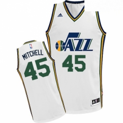 Mens Adidas Utah Jazz 45 Donovan Mitchell Swingman White Home NBA Jersey 