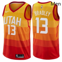 Mens Nike Utah Jazz 13 Tony Bradley Authentic Orange NBA Jersey City Edition 