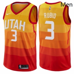 Mens Nike Utah Jazz 3 Ricky Rubio Authentic Orange NBA Jersey City Edition 