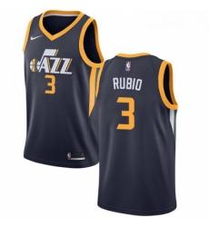 Mens Nike Utah Jazz 3 Ricky Rubio Swingman Navy Blue Road NBA Jersey Icon Edition 