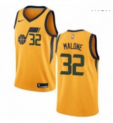 Mens Nike Utah Jazz 32 Karl Malone Swingman Gold NBA Jersey Statement Edition