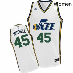 Womens Adidas Utah Jazz 45 Donovan Mitchell Swingman White Home NBA Jersey 