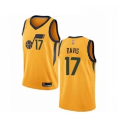 Womens Utah Jazz 17 Ed Davis Swingman Gold Basketball Jersey Statement Edition 