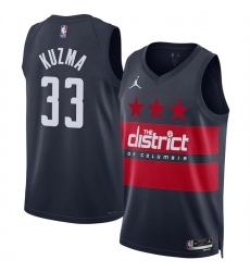 Men Washington Wizards 33 Kyle Kuzma Navy 2024 25 Statement Edition Stitched Basketball Jersey