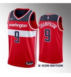 Men Washington Wizards 9 Justin Champagnie Red Icon Edition Stitched Basketball Jersey