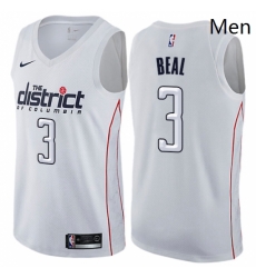 Mens Nike Washington Wizards 3 Bradley Beal Swingman White NBA Jersey City Edition 