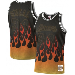 Los Angeles Lakers 34 Shaquille O 27Neal Black 1996 97 Hardwood Classics Flames Swingman Jersey Los Angeles Lakers 34 Shaquille O 27Neal Black 1996 97 Hardwood Classics Flames Swingman Jersey