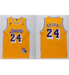 Men Adidas Lakers 24 Kobe Bryant Yellow Throwback NBA Jersey