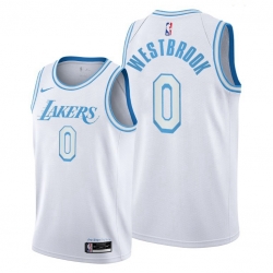 Men Lakers Russell Westbrook 2021 trade white city edition jersey Men Lakers Russell Westbrook 2021 trade white city edition jersey