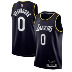 Men Los Angeles Lakers 0 Russell Westbrook 2022 Black 75th Anniversary Select Series MVP Swingman Jersey