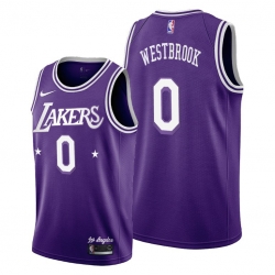 Men Los Angeles Lakers 0 Russell Westbrook Men 2021 22 City Edition Purple NBA Jersey Men Los Angeles Lakers 0 Russell Westbrook Men 2021 22 City Edition Purple NBA Jersey
