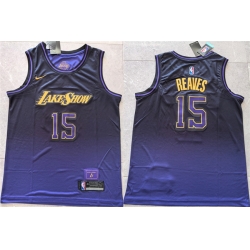 Men Los Angeles Lakers 15 Austin Reaves Purple 2024 City Edition Stitched Basketball Jersey