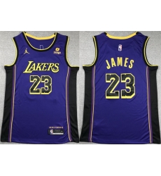 Men Los Angeles Lakers 23 LeBron James Purple Stitched Basketball Jersey