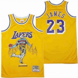 Men Los Angeles Lakers 23 LeBron James yellow skeleton Stitched Jersey Men Los Angeles Lakers 23 LeBron James yellow skeleton Stitched Jersey