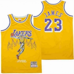 Men Los Angeles Lakers 23 LeBron James yellow skeleton Stitched Jerseys Men Los Angeles Lakers 23 LeBron James yellow skeleton Stitched Jerseys