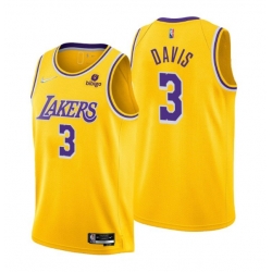 Men Los Angeles Lakers 3 Anthony Davis Yellow 75th Anniversary Stitched Jersey