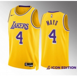 Men Los Angeles Lakers 4 Skylar Mays Yellow Icon Edition Stitched Basketball Jersey