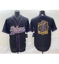 Men Los Angeles Lakers Black 24 Mamba Big Logo Cool Base Stitched Baseball Jersey