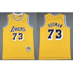Men Los Angeles Lakers Dennis Rodman 73 Yellow Hardwood Classic Mitchll Ness NBA Jersey Men Los Angeles Lakers Dennis Rodman 73 Yellow Hardwood Classic Mitchll Ness NBA Jersey