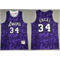 Men Los Angeles Lakers Shaq O'Neal 34 Purple Constellation Edition Hardwood Classic Mitchll Ness NBA Jersey Men Los Angeles Lakers Shaq O'Neal 34 Purple Constellation Edition Hardwood Classic Mitchll Ness NBA Jersey