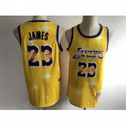 Men's Los Angeles Lakers #23 LeBron James Yellow Hwc Starry Jersey Men's Los Angeles Lakers #23 LeBron James Yellow Hwc Starry Jersey