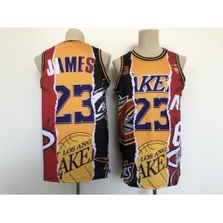 Men's Los Angeles Lakers #23 Michael Jordan Split Jersey Men's Los Angeles Lakers #23 Michael Jordan Split Jersey