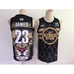 Men's Los Angeles Lakers Lion LeBron James King of Air Black Jersey Men's Los Angeles Lakers Lion LeBron James King of Air Black Jersey