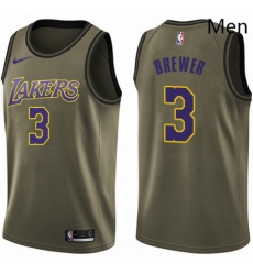 Mens Nike Los Angeles Lakers 3 Corey Brewer Swingman Green Salute to Service NBA Jersey 