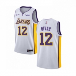 Womens Los Angeles Lakers 12 Vlade Divac Authentic White Basketball Jersey Association Edition