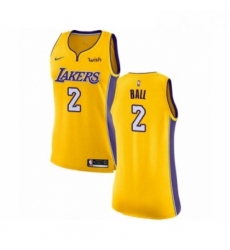 Womens Los Angeles Lakers 2 Lonzo Ball Authentic Gold Home Basketball Jersey Icon Edition