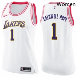 Womens Nike Los Angeles Lakers 1 Kentavious Caldwell Pope Swingman WhitePink Fashion NBA Jersey 