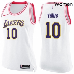 Womens Nike Los Angeles Lakers 10 Tyler Ennis Swingman WhitePink Fashion NBA Jersey Womens Nike Los Angeles Lakers 10 Tyler Ennis Swingman WhitePink Fashion NBA Jersey