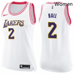 Womens Nike Los Angeles Lakers 2 Lonzo Ball Swingman WhitePink Fashion NBA Jersey Womens Nike Los Angeles Lakers 2 Lonzo Ball Swingman WhitePink Fashion NBA Jersey