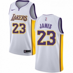 Womens Nike Los Angeles Lakers 23 LeBron James Swingman White NBA Jersey Association Edition 