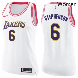 Womens Nike Los Angeles Lakers 6 Lance Stephenson Swingman White Pink Fashion NBA Jersey  Womens Nike Los Angeles Lakers 6 Lance Stephenson Swingman White Pink Fashion NBA Jersey