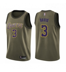 Youth Los Angeles Lakers 3 Anthony Davis Swingman Green Salute to Service Basketball Jersey 